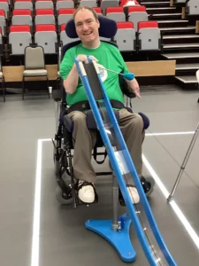 Man in wheelchair playing Boccia
