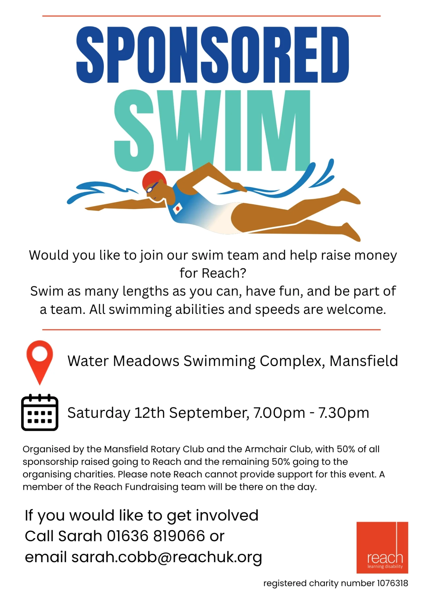 swimathon advertising poster with graphic and text